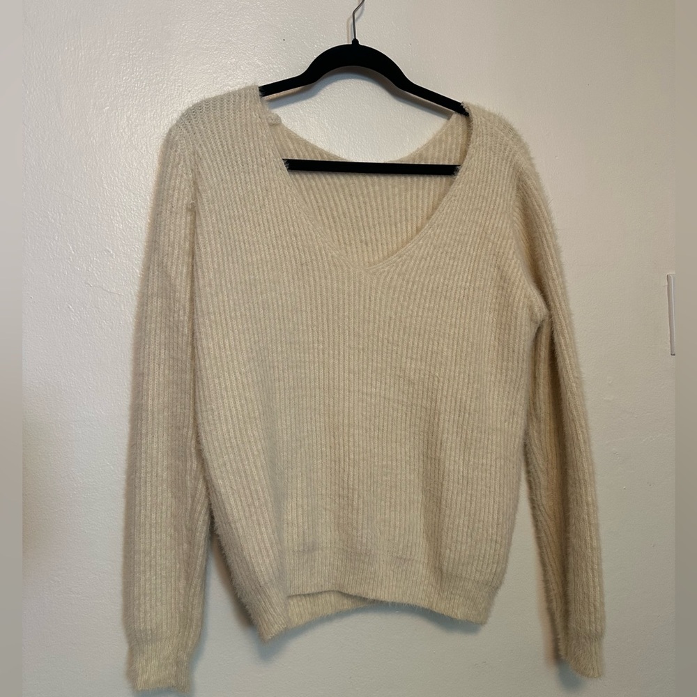 V neck Sweater Cream Color